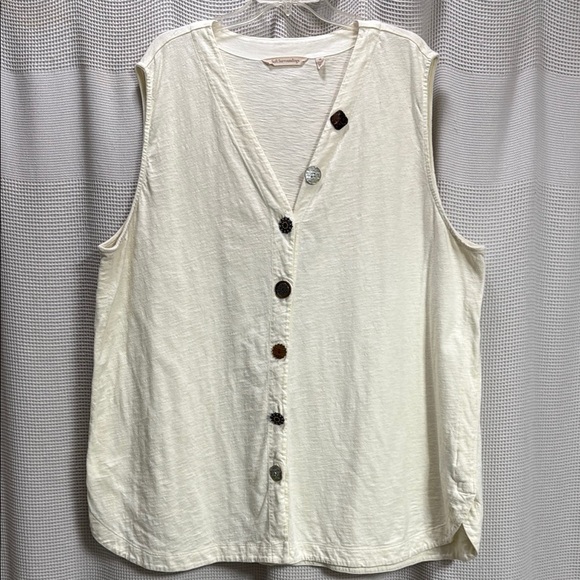 Soft Surroundings Slub cotton tank w embellished buttons women’s SZ 1X Boho Flaw - Picture 1 of 6